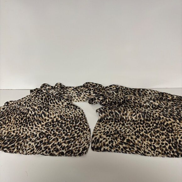 Leopard Print Lightweight Scarf Brown Silky Animal Print Fashionable Accessory - Picture 5 of 5